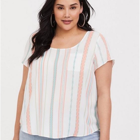 Torrid NWT Abbey Georgette Button Back Short Sleeve Blouse 1X - Picture 2 of 13